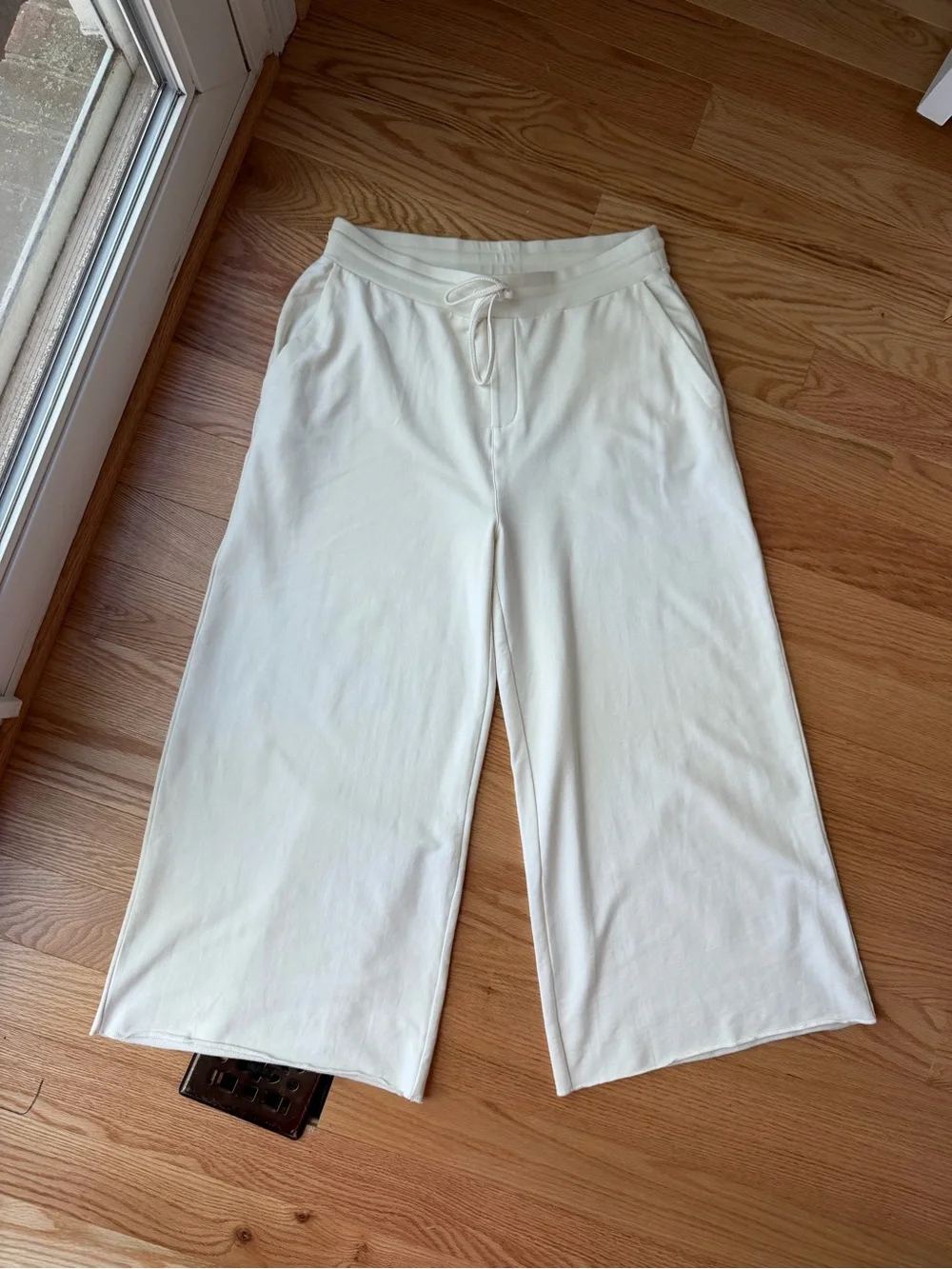 Cuyana Cream Pima Cotton Modal Wide Leg Lounge Pants M